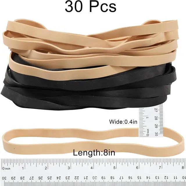 Alt view image 2 of 7 - Rubber Bands Large 30Pcs 8in Wide Long Elastic Band for Office Supplies | Heavy Duty Rubber Bands for Trash Can File Folders Litter Box Beige Black