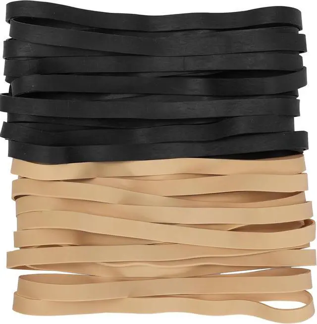 Alt view image 3 of 7 - Rubber Bands Large 30Pcs 8in Wide Long Elastic Band for Office Supplies | Heavy Duty Rubber Bands for Trash Can File Folders Litter Box Beige Black