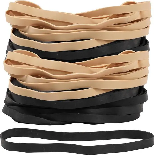 Alt view image 4 of 7 - Rubber Bands Large 30Pcs 8in Wide Long Elastic Band for Office Supplies | Heavy Duty Rubber Bands for Trash Can File Folders Litter Box Beige Black