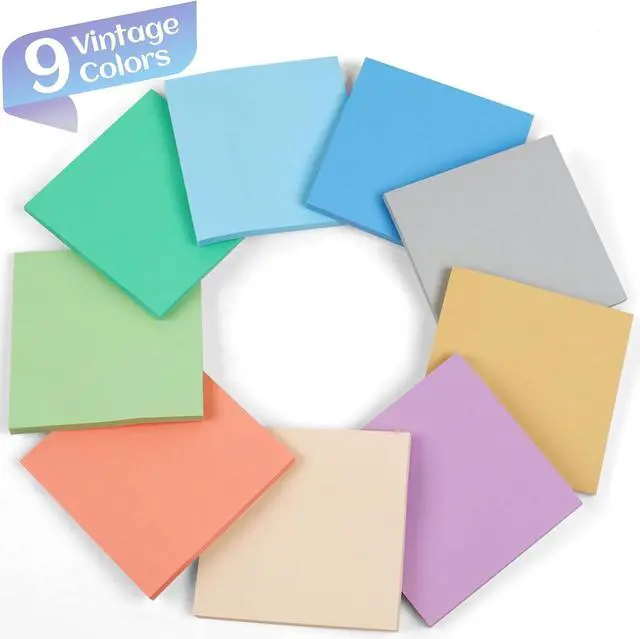 Alt view image 3 of 7 - Joyberg 18 Pads Sticky Notes, 3x3 Aesthetic Sticky Notes, 9 Colors of Neutral Notes for Office, School, Home Desks, and More, 50 Sheets/Pad