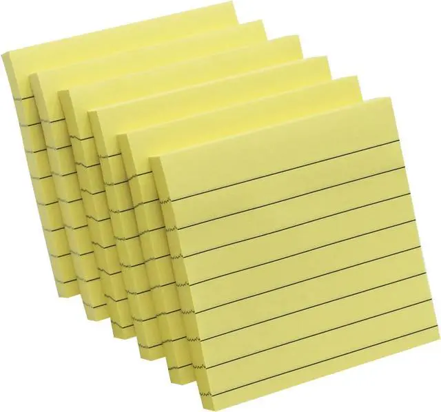 Main image of Lined Sticky Notes, 3x3 Inch, 600 Sheets Self-Stick Notes, Easy to Post for School, Office, Notebook, Pastel Yellow Color, 100 Sheets/Pad