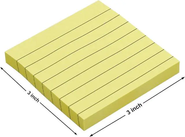 Alt view image 2 of 7 - Lined Sticky Notes, 3x3 Inch, 600 Sheets Self-Stick Notes, Easy to Post for School, Office, Notebook, Pastel Yellow Color, 100 Sheets/Pad