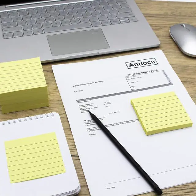 Alt view image 6 of 7 - Lined Sticky Notes, 3x3 Inch, 600 Sheets Self-Stick Notes, Easy to Post for School, Office, Notebook, Pastel Yellow Color, 100 Sheets/Pad