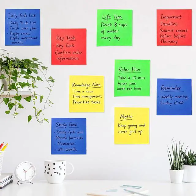 Alt view image 6 of 7 - Super Sticky Notes,6 Pads Self-Stick Note Pads 3 x 3 in,600 Sheets Total Sticky Notepad Bulk Post,Office Supplies,School Supplies,Christmas Decor (Red, 6 Pads Sticky Notes 3x3)