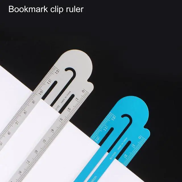 Alt view image 5 of 6 - HARFINGTON Straight Ruler 12cm Metric Bookmark Clip Ruler Metal Aluminum Alloy Scale on Both Sides Measuring Scale Tool for Measure Study Reading Classroom Office, Silver Tone & Brown