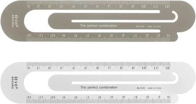 Main image of HARFINGTON Straight Ruler 12cm Metric Bookmark Clip Ruler Metal Aluminum Alloy Scale on Both Sides Measuring Scale Tool for Measure Study Reading Classroom Office, Silver Tone & Brown