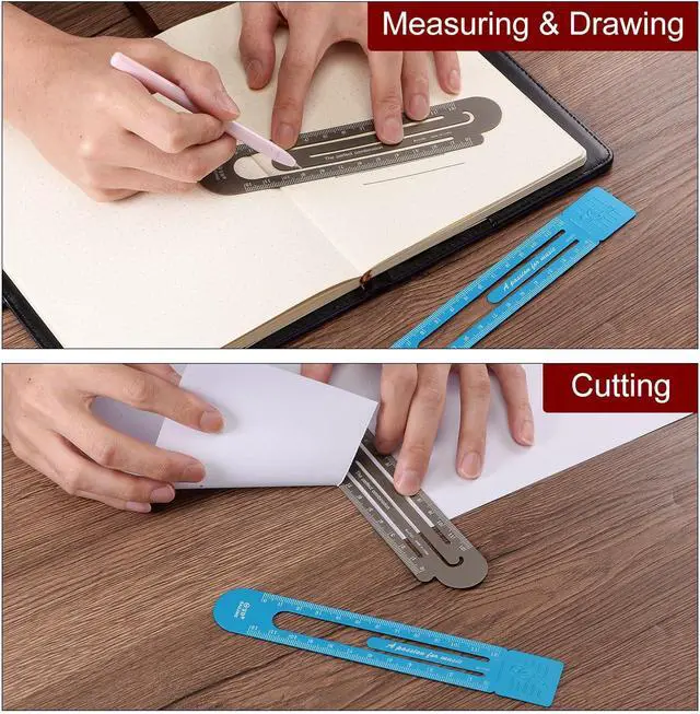 Alt view image 6 of 6 - HARFINGTON Straight Ruler 12cm Metric Bookmark Clip Ruler Metal Aluminum Alloy Scale on Both Sides Measuring Scale Tool for Measure Study Reading Classroom Office, Silver Tone & Brown