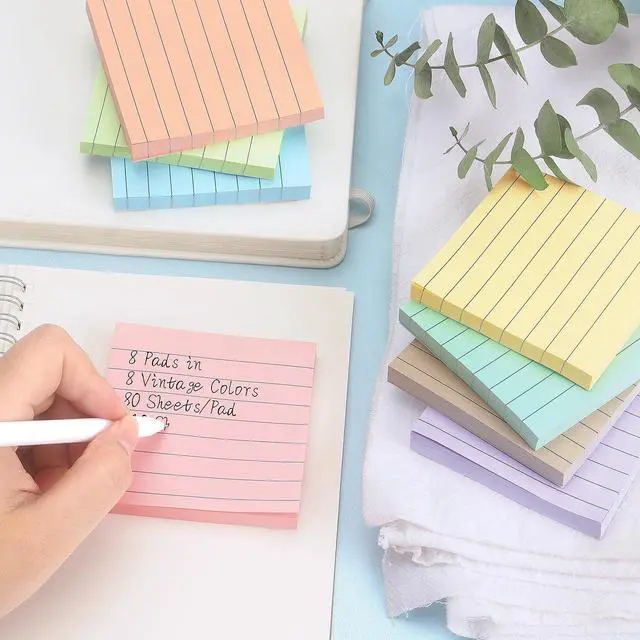 Alt view image 7 of 7 - Eastern Wolf Lined Sticky Notes, 3x3 Inch, 8 Pack, Light Colors, 640 Sheets | Premium Self-Adhesive Notepads, for Office, School & Home Use, Easy to Use, Reusable & Removable