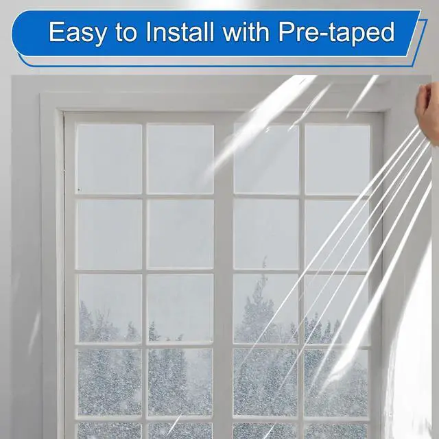 Alt view image 4 of 7 - Thermal Shrink Window Insulation Film Kit 5 Pack (47"x315") Heavy-Duty, Custom-Cut to Size | Blocks Drafts, Saves Energy | Easy DIY Install & Remove with Tape | Fits Home, Office, RV