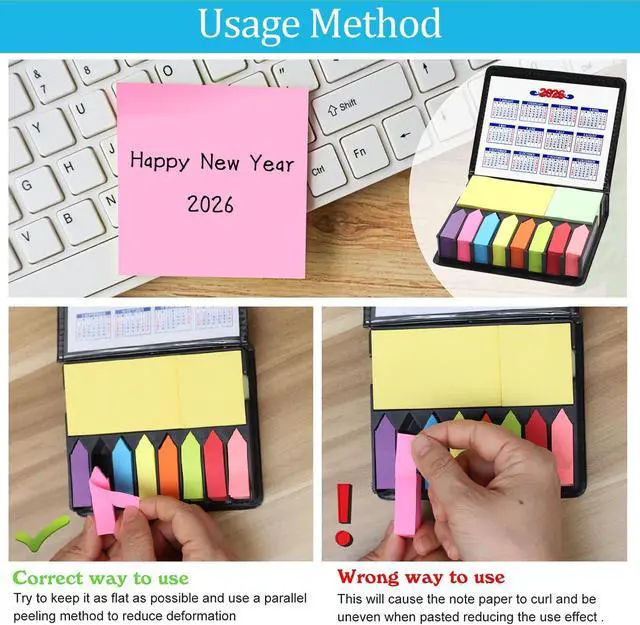 Alt view image 4 of 7 - Sticky Notes Tabs for Page Markers, Colored Book Tabs for Annotating Books, 2000 Pieces Arrow Index Page Flags with PU Box (300g)