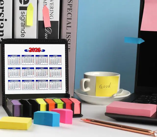 Alt view image 2 of 7 - Sticky Notes Tabs for Page Markers, Colored Book Tabs for Annotating Books, 2000 Pieces Arrow Index Page Flags with PU Box (300g)