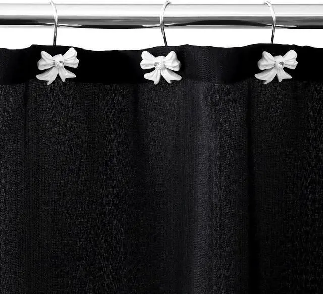 Alt view image 6 of 7 - White Bow Shower Curtain Hooks: Decorative Bathroom Curtain Rings, 12Pcs | Cute Rustproof Hangers for Valentine & Xmas Holiday Bathroom Decor, Chic Coquette Accessories & Housewarming Gift for Girls