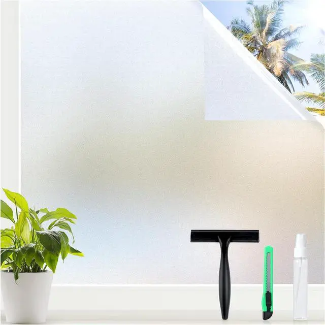 Main image of rabbitgoo Window Privacy Film with Tools, Pure, 17.5" x 78.7" | Frosted Glass Decorative UV Blocking Heat Control Static Cling Removable Bathroom Bedroom Door Home Coverings