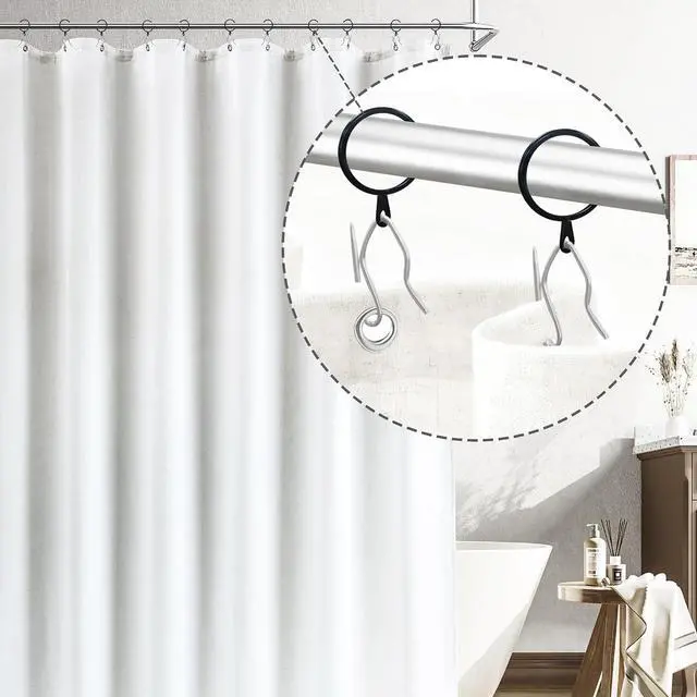 Alt view image 5 of 5 - LIMON HOME 20 Pcs Metal Curtain Drapery Rings & Hooks, 30 mm Internal Diameter, Balck & Silver