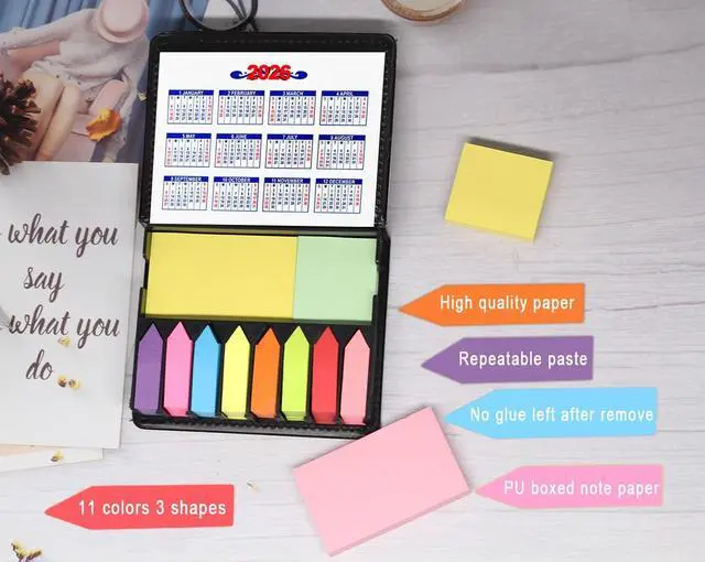 Alt view image 6 of 7 - Sticky Notes Tabs for Page Markers, Colored Book Tabs for Annotating Books, 2000 Pieces Arrow Index Page Flags with PU Box (300g)