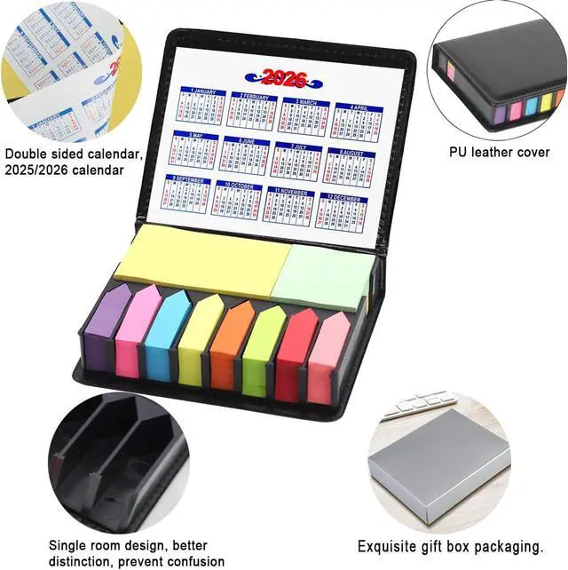 Alt view image 7 of 7 - Sticky Notes Tabs for Page Markers, Colored Book Tabs for Annotating Books, 2000 Pieces Arrow Index Page Flags with PU Box (300g)