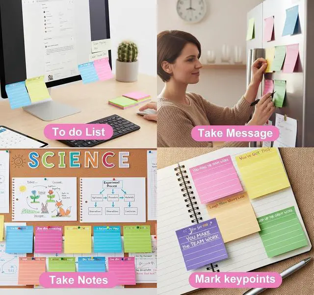 Alt view image 6 of 7 - 12 Pcs Inspirational Sticky Notes with Lines, Notepads Back to School | Gifts for Teachers,3x3in Motivational Sticky Notes Pad for Student Employee/Coworkers Appreciation