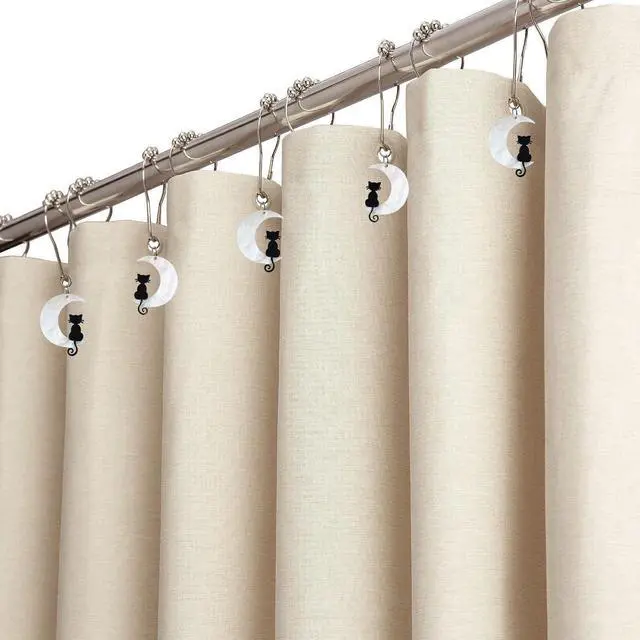 Alt view image 5 of 5 - Black Cat Moon Shower Curtain Hooks,12Pcs Halloween Witchy Bathroom Decor | RustProof Metal Cute Cat Theme Gothic Mystical Shower Rings