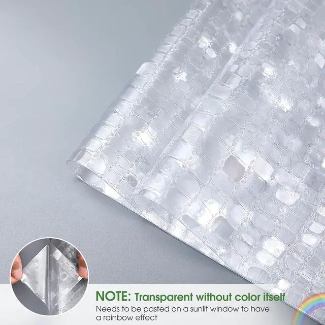 Alt view image 4 of 7 - Stained Glass Window Privacy Film,17.5" x 78.7", Rainbow | 3D Unique Decorative, UV Heat Blocking Static Cling, Non Adhesive Removable Coverings for Home, Door & Bathroom