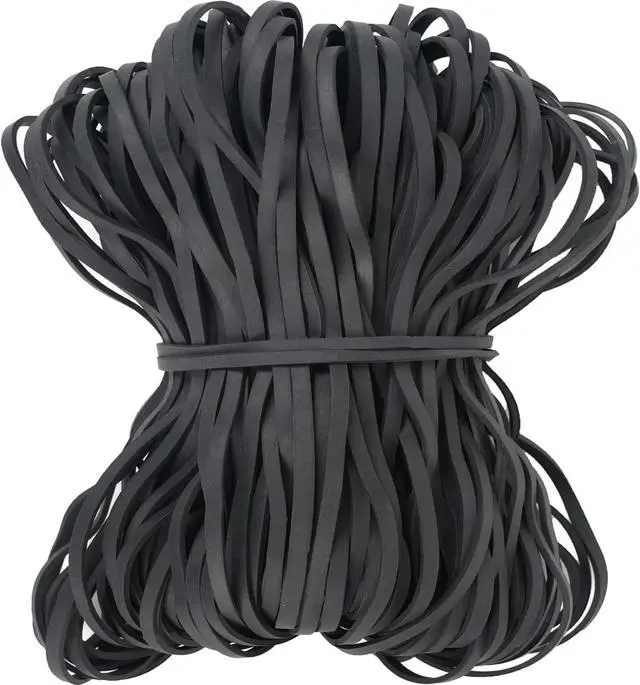 Main image of Rubber Bands Size 117B Black 140 Pcs, Heavy Duty Big Large Elastic Bands | for Office Supplies File Folders Box for Trash Cans Trash Can Bands Fits 8-33 Gallon 7in