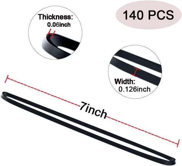 Alt view image 5 of 6 - Rubber Bands Size 117B Black 140 Pcs, Heavy Duty Big Large Elastic Bands | for Office Supplies File Folders Box for Trash Cans Trash Can Bands Fits 8-33 Gallon 7in