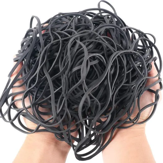 Alt view image 2 of 6 - Rubber Bands Size 117B Black 140 Pcs, Heavy Duty Big Large Elastic Bands | for Office Supplies File Folders Box for Trash Cans Trash Can Bands Fits 8-33 Gallon 7in