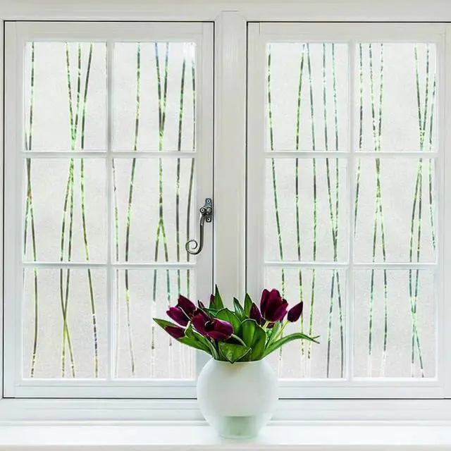 Main image of NINETREX Window Privacy Film, Frosted Glass Stripe Pattern, 17.5"x78.7" | Decorative Front Door Covering, Non-Adhesive, Anti-UV, Window Sticker, Static Cling, Removable, for Home Office