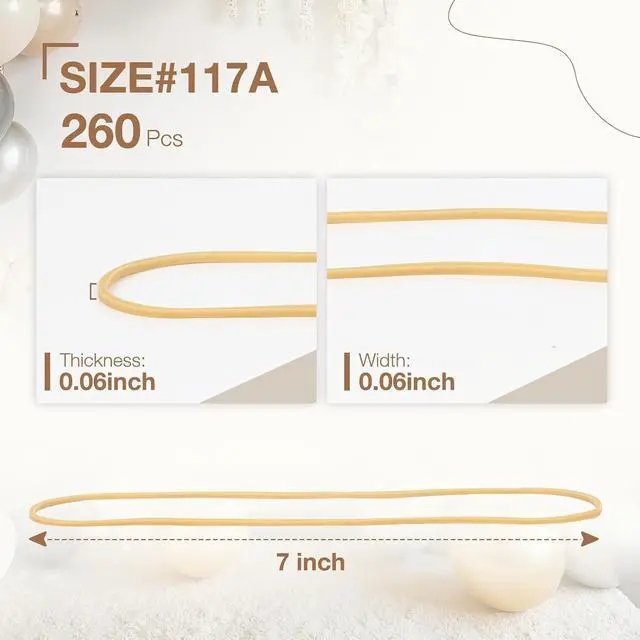 Alt view image 2 of 7 - 260Pcs Long Rubber Bands for Balloon Arch, Size #117A | Stretchy Elastic Ligas for DIY Wedding, Birthday & Shower Decorations - Large Rubber Bands for Office Trash Cans File Folders