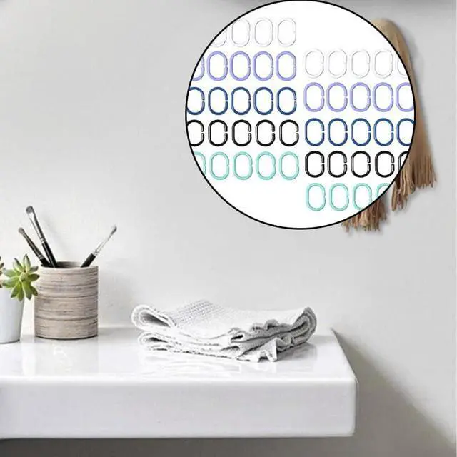 Alt view image 5 of 5 - 60 Pack Plastic C-Shape Shower Curtain Hooks for Bathroom, Shower, Window Rods and Curtains Hangers(5 Colors)