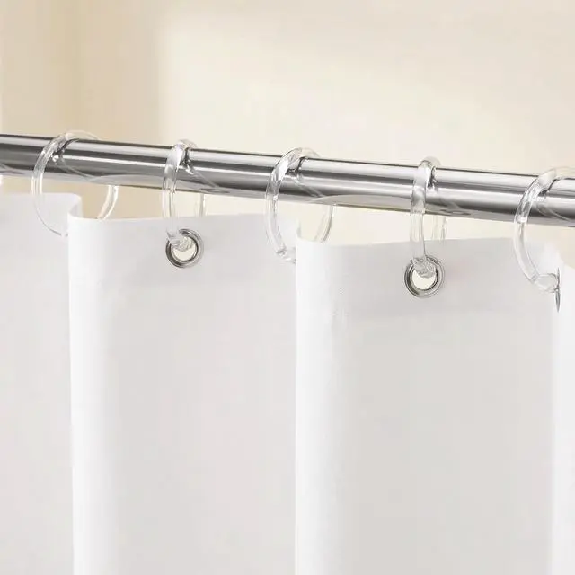 Alt view image 7 of 7 - 12PCS Clear Plastic Round Shower Curtain Hook Rings Rust Proof | O Shape Shower Curtain Ring Hooks Hangers Smooth Sturdy for Bathroom Curtains Rod and Liner, Easy to Snap Closure