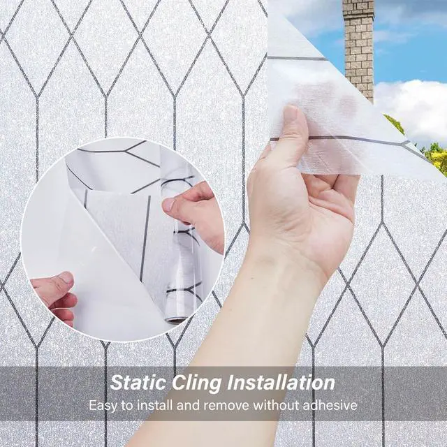 Alt view image 4 of 7 - Kromapolis Frosted Privacy Film Static Cling Non-Adhesive 17.5 x 78.7 inch | Anti UV Heat Blocking, Removable No Glue, Decorative Frost Covering for Bathroom Home Office Glass Doors