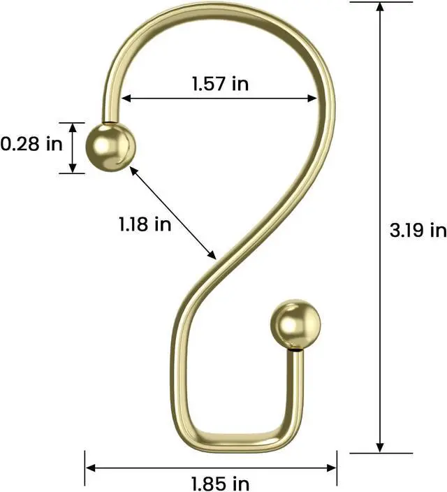 Alt view image 2 of 7 - Shower Curtain Hooks Rings, 12 Pcs S Shape Shower Curtain Hooks, Rust Proof Shower Curtain Rings, Shower Hooks for Shower Curtains, Kitchen Utensils, Clothing, Towels, Gold