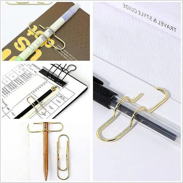 Alt view image 6 of 7 - 12-Pack Metal Pen Clips, Paperclip Pen Holders for Notebook | Metal Pen Clips for Notebooks, Secure Pen Holder for Planners and Journals, Fits Pens Under 0.5 Inch Thick