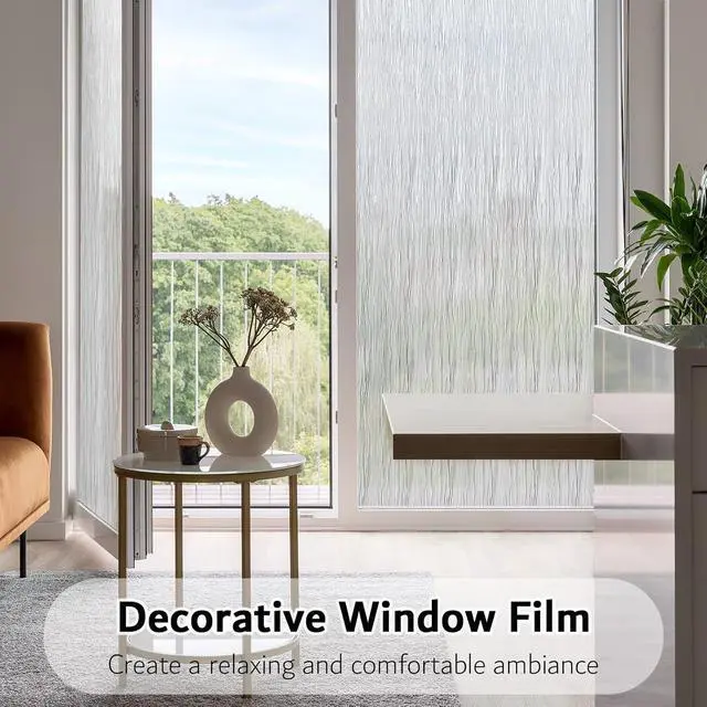 Alt view image 2 of 7 - VELIMAX Frosted Window Privacy Film Non Adhesive Window Cling Removable Glass Covering Clear Water Opaque Window Film for Home Anti UV 17.7x78.7 inches