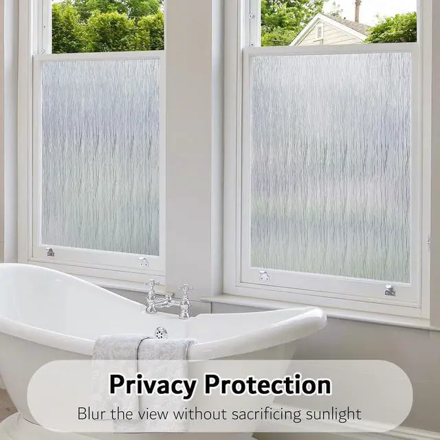 Alt view image 4 of 7 - VELIMAX Frosted Window Privacy Film Non Adhesive Window Cling Removable Glass Covering Clear Water Opaque Window Film for Home Anti UV 17.7x78.7 inches