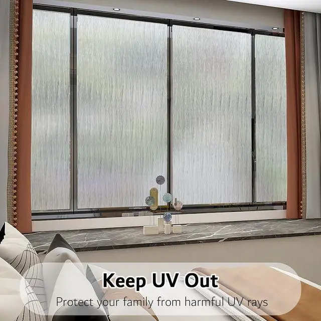 Alt view image 5 of 7 - VELIMAX Frosted Window Privacy Film Non Adhesive Window Cling Removable Glass Covering Clear Water Opaque Window Film for Home Anti UV 17.7x78.7 inches