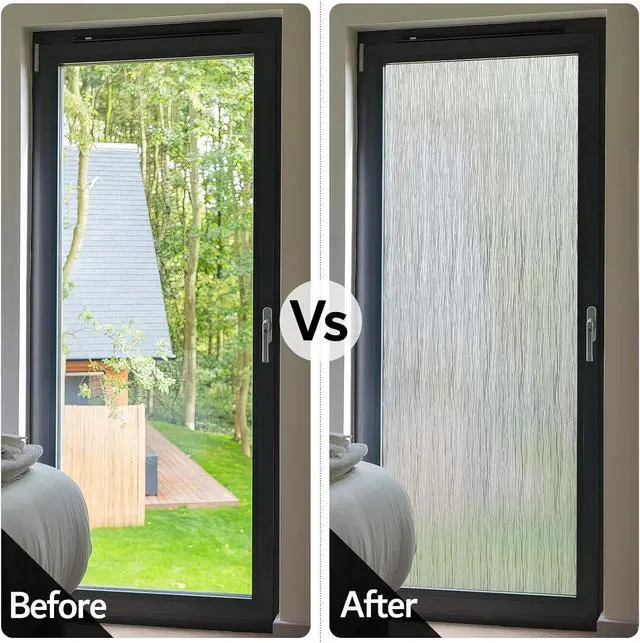 Alt view image 3 of 7 - VELIMAX Frosted Window Privacy Film Non Adhesive Window Cling Removable Glass Covering Clear Water Opaque Window Film for Home Anti UV 17.7x78.7 inches