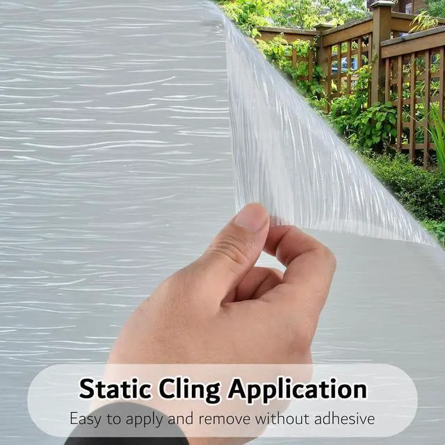 Alt view image 6 of 7 - VELIMAX Frosted Window Privacy Film Non Adhesive Window Cling Removable Glass Covering Clear Water Opaque Window Film for Home Anti UV 17.7x78.7 inches