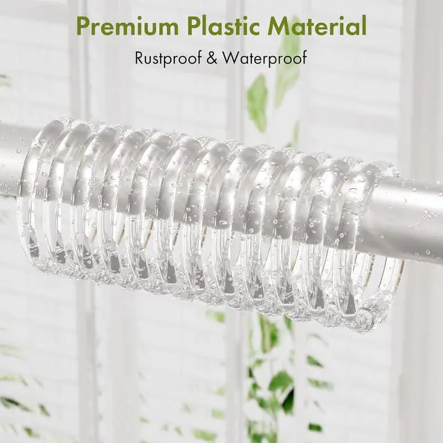 Alt view image 3 of 7 - Amazer Plastic Shower Curtain Rings, 24 Pcs Shower Curtain Hooks, O Shape Clear Shower Curtain Hooks Rings, Easy to Snap Closure, Shower Hooks for Shower Curtain and Liner Bathroom