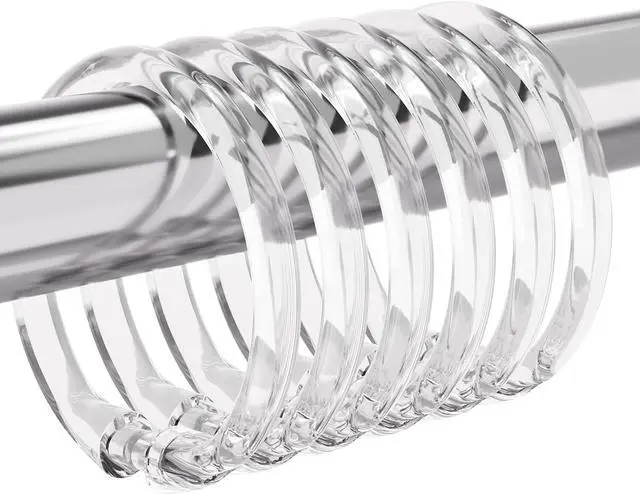 Main image of Amazer Plastic Shower Curtain Rings, 24 Pcs Shower Curtain Hooks, O Shape Clear Shower Curtain Hooks Rings, Easy to Snap Closure, Shower Hooks for Shower Curtain and Liner Bathroom