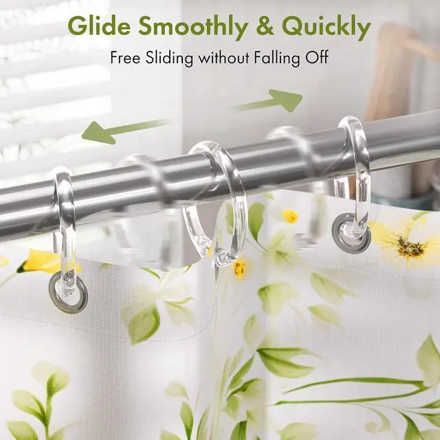 Alt view image 5 of 7 - Amazer Plastic Shower Curtain Rings, 24 Pcs Shower Curtain Hooks, O Shape Clear Shower Curtain Hooks Rings, Easy to Snap Closure, Shower Hooks for Shower Curtain and Liner Bathroom