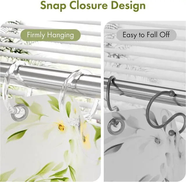 Alt view image 4 of 7 - Amazer Plastic Shower Curtain Rings, 24 Pcs Shower Curtain Hooks, O Shape Clear Shower Curtain Hooks Rings, Easy to Snap Closure, Shower Hooks for Shower Curtain and Liner Bathroom