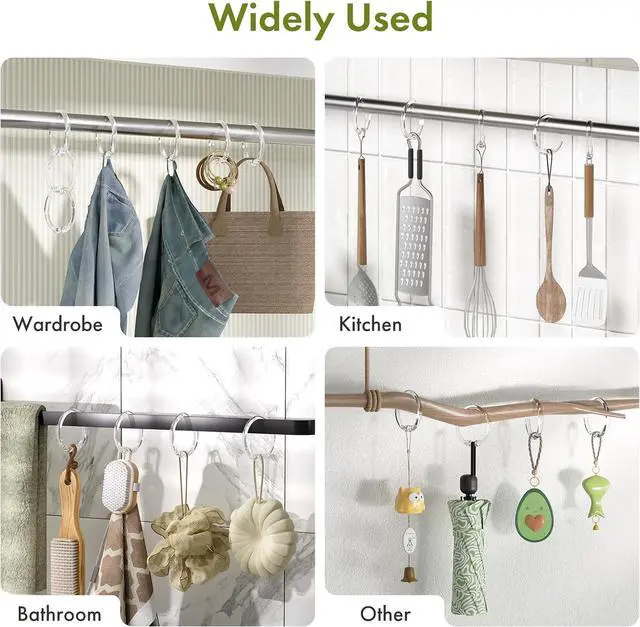 Alt view image 7 of 7 - Amazer Plastic Shower Curtain Rings, 24 Pcs Shower Curtain Hooks, O Shape Clear Shower Curtain Hooks Rings, Easy to Snap Closure, Shower Hooks for Shower Curtain and Liner Bathroom