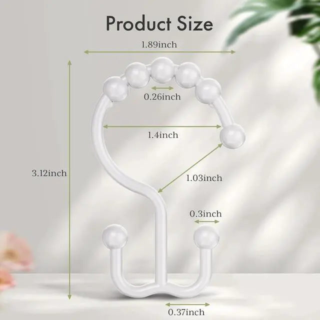 Alt view image 2 of 7 - Amazer 12 Pcs White Double Shower Curtain Hooks, ABS Plastic, Set of 12