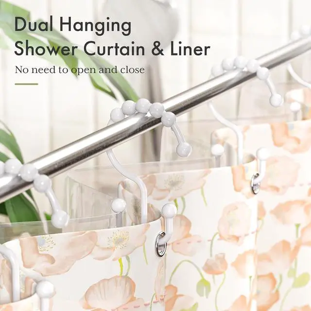 Alt view image 4 of 7 - Amazer 12 Pcs White Double Shower Curtain Hooks, ABS Plastic, Set of 12