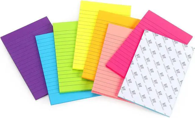 Alt view image 6 of 7 - Eastern Wolf Lined Sticky Notes 4x6 in, 8 Bright Multicolors, 35 Sheets/Pad | Large Size, Premium Adhesive, Reusable & Removable