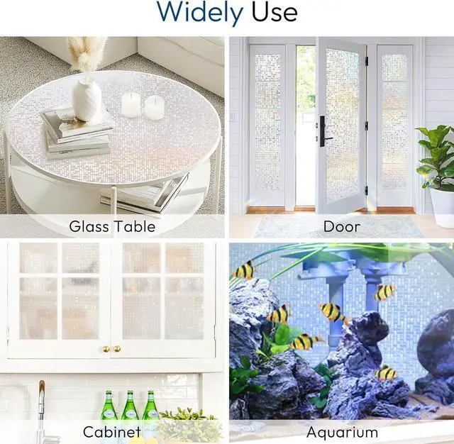 Alt view image 7 of 7 - rabbitgoo Window Privacy Film, Mosaic Stained Glass Film, 17.5" x 78.7" | Rainbow Decorative Removable Static Cling Tint, UV Blocking Reduce Heat, Non-Adhesive Privacy Covering for Home, Office