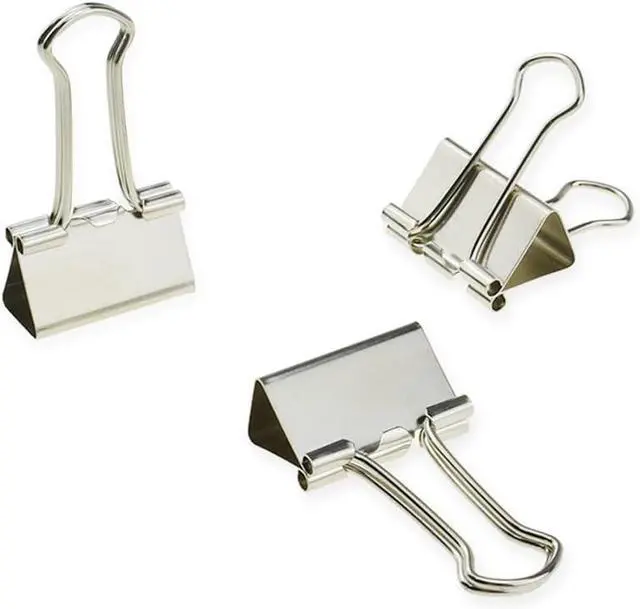 Main image of HAHIYO Binder Clips Paper Clamps Spring Steel Sturdy Medium 1.26 inches Width 0.39 Inch Capacity No Sharp Edges Heavy Duty Tight Grip Reusable Silver Metal Bright Finish for Home Office School 13 Pack