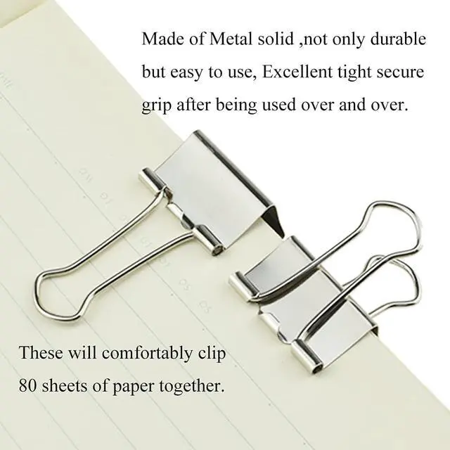 Alt view image 5 of 6 - HAHIYO Binder Clips Paper Clamps Spring Steel Sturdy Medium 1.26 inches Width 0.39 Inch Capacity No Sharp Edges Heavy Duty Tight Grip Reusable Silver Metal Bright Finish for Home Office School 13 Pack