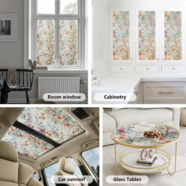 Alt view image 4 of 7 - Ranzdn Window Privacy Film, Stained Glass Static Cling, 17.5" x 78.7" | No glue static cling: Apply with water, zero residue. Blocks UV rays, reduces heat. Rainbow semi-privacy for windows, doors.